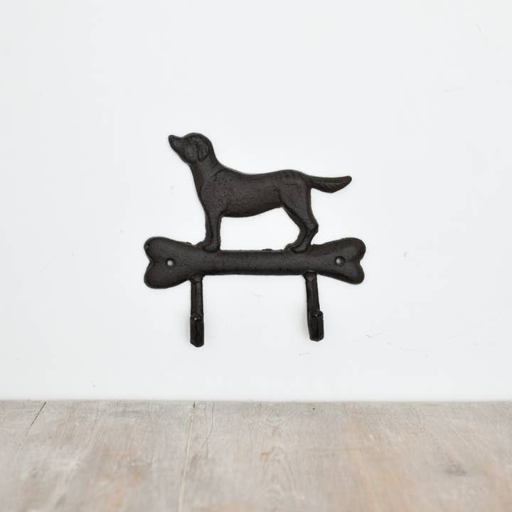 Cast Iron Dog & Bone Storage Hook 19cm