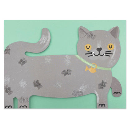 Grey Shorthair Cat Greetings Card
