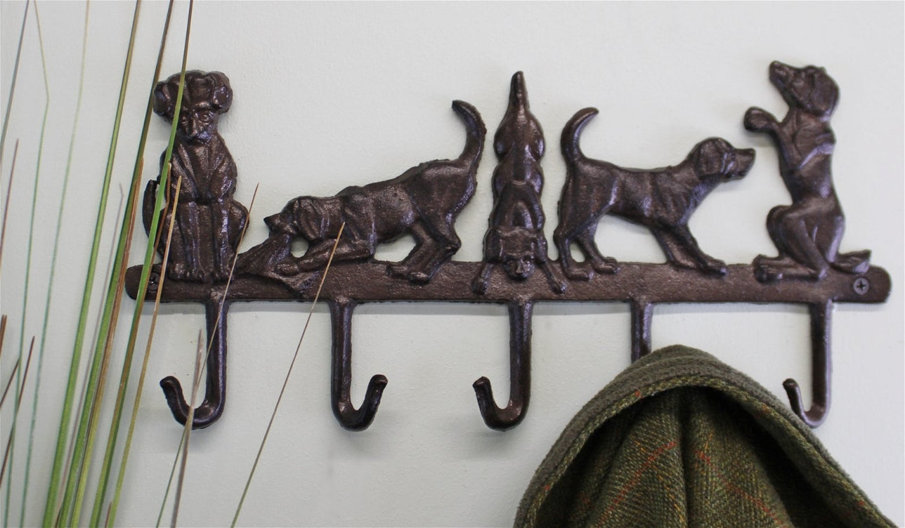 Playful Dogs Cast Iron Metal Hooks